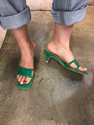 green mule sandals
