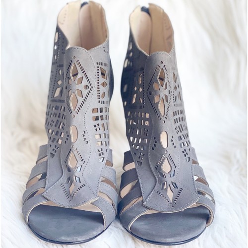 Klub Nico Mirela Women Grey Leather Cut out Stiletto Bootie, MSRP $236, 7M - Picture 5 of 8