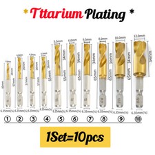 1Set 3/4/4.5/5/5.5/6/6.5-10mm HSS Cobalt Jobber Drill Bit 1/4" 6.35mm Hex Shank