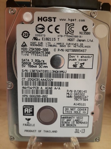 HGST Z5K500-500 HTS545050A7E380 500GB 5400RPM 2.5" Hard Disk Drive 666288-002 - Afbeelding 2 van 3