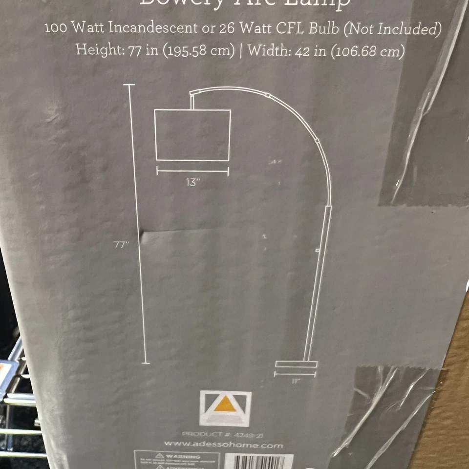 Adesso Home Bowery 73.5 英寸高古董黄铜弧形落地灯带白色纹理 — 第 3/4 张图片