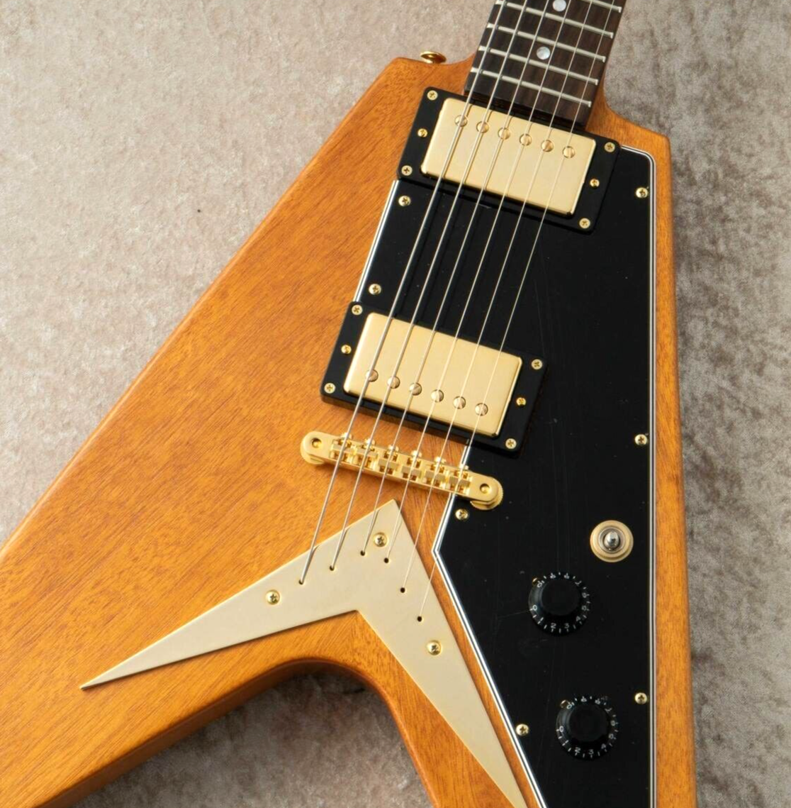 EDWARDS E-FV-VINTAGE Antique Natural Flying V Type Electric Guitar