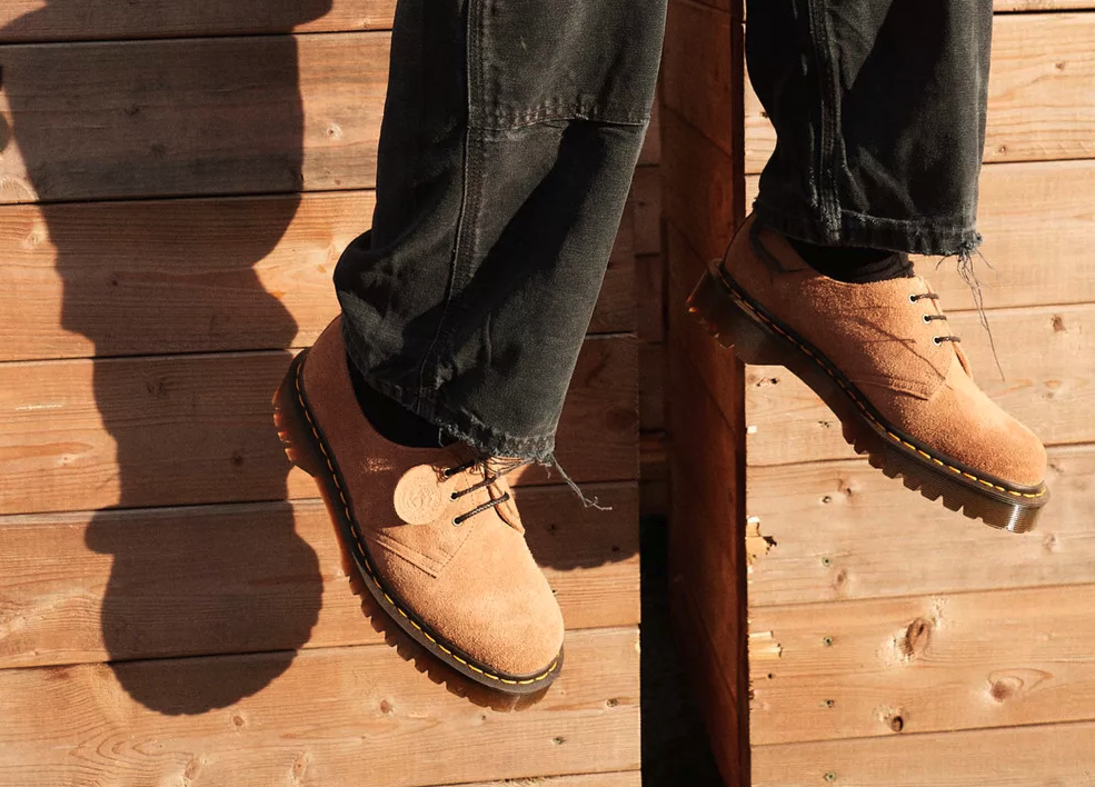 Dr. Martens 1461 BEX Suede Oxford in Sandy Tan Tufted Suede made