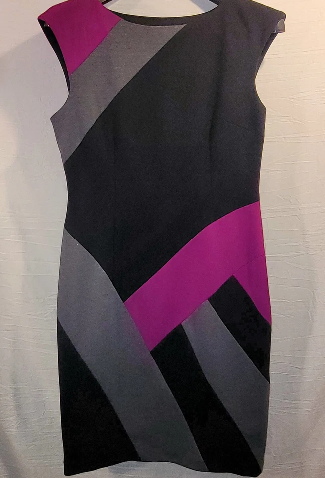 Vestido Vaina Maggie London Elastizado Fuscia Negro Gris Sin Mangas Oficina Mujer 12 Foto 2 de 4