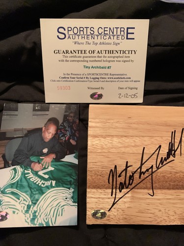 Nate 'Tiny' Archibald (CELTICS) Signed 6x6 Floor Piece w/HOF'91 COA)pic Of Sign - Picture 5 of 5