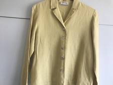 Olsen Ladies Linen Jacket In Bright Yellow Size 10 Washed And Worn Unlined