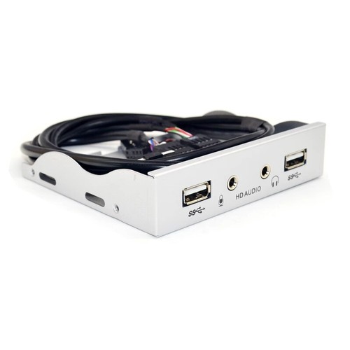 3.5inch 9Pin to USB 2.0 Hub Front Panel with Audio Cable Floppy Bay Bracket New - Picture 7 of 11