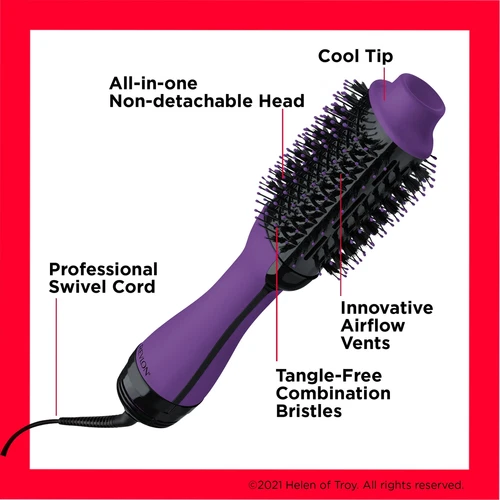 Revlon One-Step Ceramic Hair Dryer & Volumizer Hot Air Brush, Purple - Picture 5 of 5