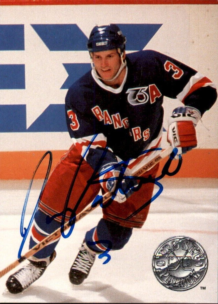 James Patrick Signed 1991/92 Pro Set Platinum Card #82 New York Rangers