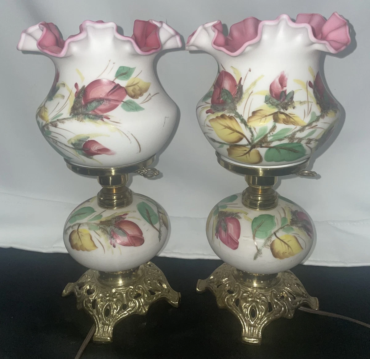 Fenton Rose Lamp In Fenton Art Glass for sale | eBay