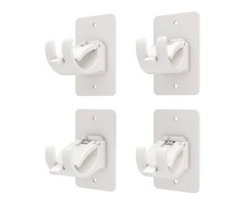 4Pcs Nail Free Adjustable Curtain Rod Clip Brackets Self Adhesive Holder Hook T2