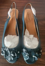 Comfortview, Beautiful Blue Leather Slingback Heel Shoes