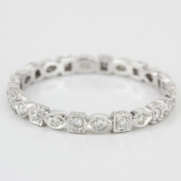 18k White Gold Diamond Stackable / Anniversary Et… - image 2