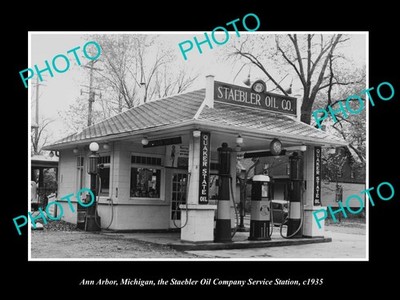 Ann Arbor Michigan Staebler Oil Gas Station c1935 Old Large Historic Photo