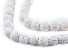 White Volcanic Lava Beads 8mm Round Gemstone 15 Inch Strand