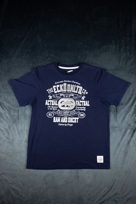 Vintage Ecko Unltd Actual Factual T Shirt Navy Silver Graphic Mens L Y2K Rap