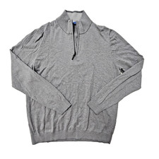 J McLAUGHLIN Sweater Mens Small Long Sleeve 1/4 Zip Pullover Gray-Cashmere Blend