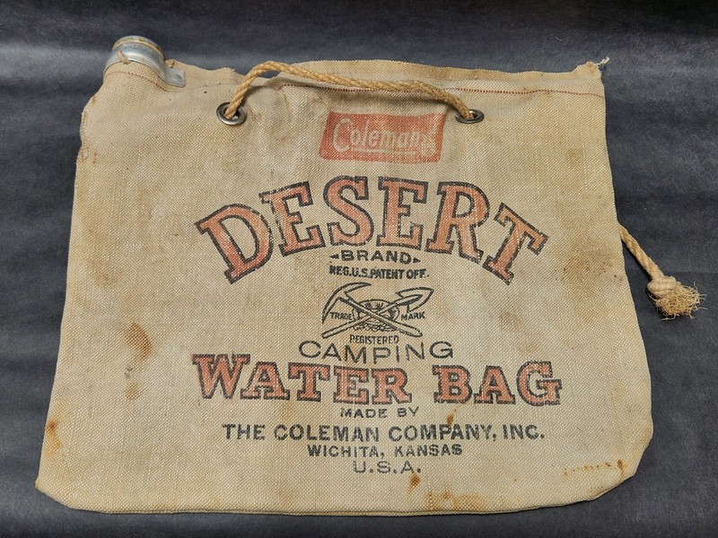 Vintage Coleman Canvas Desert Camping Water Bag Wichita Kansas