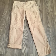 Talbots Soft Twill Boyfriend Pants Size 4P Cropped Roll Tab
