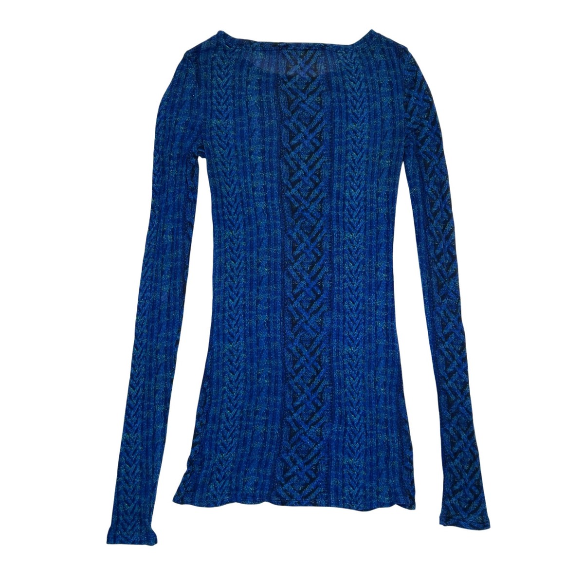 BCBGMAXAZRIA Blue Sheer Long Sleeve Shirt Size XXS | eBay