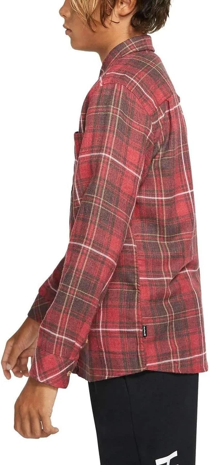 Camisa de franela Hurley Vedder lavada manga larga roja M nueva con etiquetas Foto 2 de 4