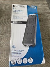  Utilitech 6ft Surge Protector With USB Charger Home Office Entertain 5474530