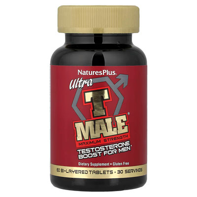 Natures Plus Ultra T-Male 60 BI-Layered Tablets Maximum Strength Boost for Men