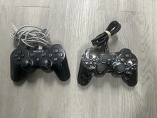 Lot Of 2 Sony PS3 Controllers + USB Connections Black + Skull Skin Untested
