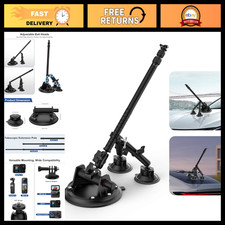Triple Suction Cup Car Mount Kit for Action Cameras, Extension Pole Selfie Sti