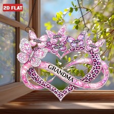 Personalized Grandma Butterfly Suncatcher Garden Heart Butterflies Window Hangin