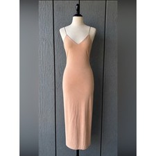 Windsor Blush Nude Slip Midi Dress Bodycon Spaghetti Strap Slip Dress Tight Fit
