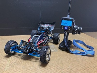 Tamiya DF-03 Dark Impact Heavily Modified RC Buggy with Futaba T3PK Radio