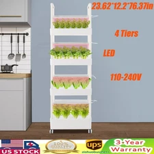 56 Pods Hydroponic System Growing Tower With Lights Vertical Planter Kit 4 Tiers