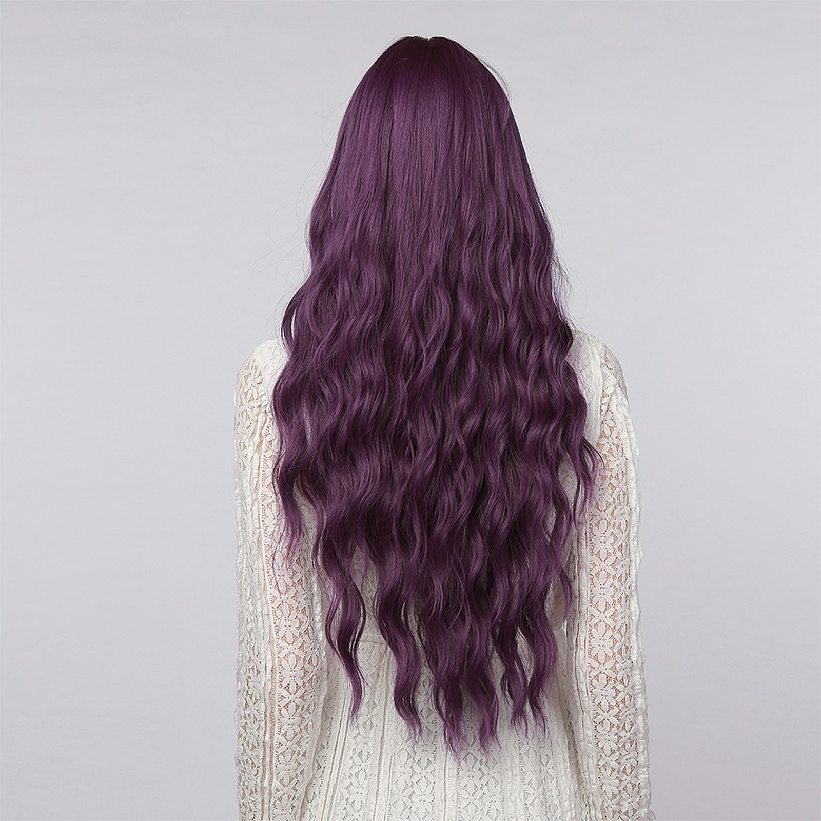 Adjustable Purple Lady Wig Long Wavy Cosplay Hairpiece For Women Trending