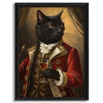 Katze Aristokrat Wandbild Retro Katze Druck Reneiscance Poster Kunst Katze Portrait Geschenk