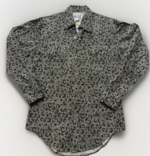 Rockmount Ranch Wear Tru-West Diamond Shape Snap Black White Floral Women Small