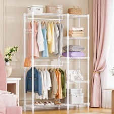 Image of Heavy Duty Open Wardrobe Clothes Rail Rack Bedroom Storage Metal Unit Shelves UK