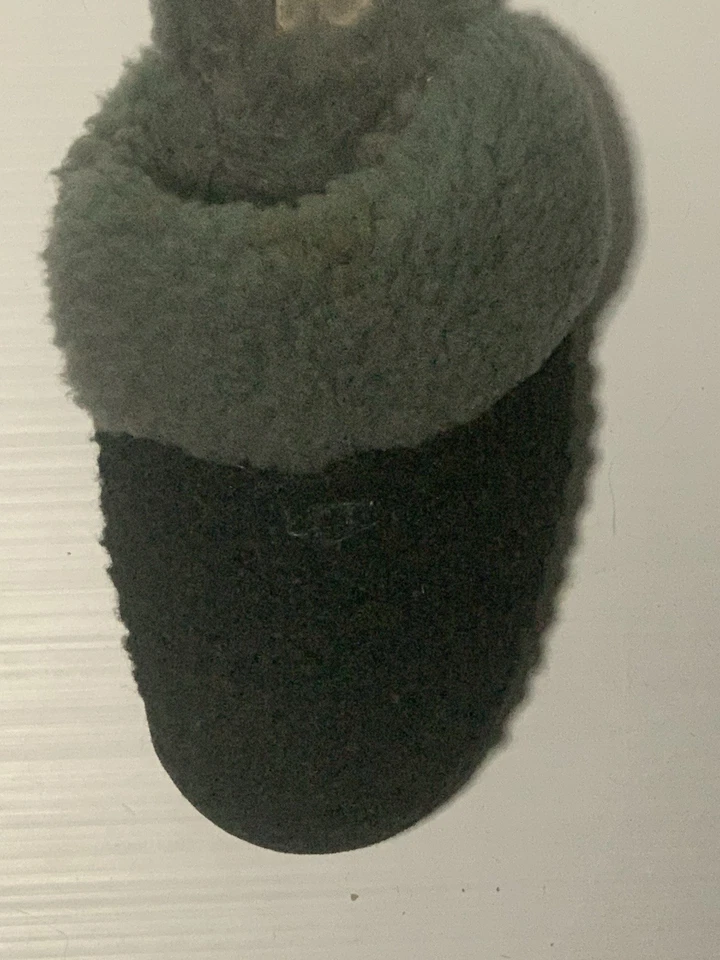 UGG тапочки сандалии открытый слайд тапочки мужской размер 11 черный и серый мех  - Изображение 3 из 4