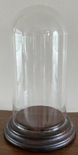 Vintage 11 H x 5 1/2 D Glass Display Dome with Solid Wood Tiered Base