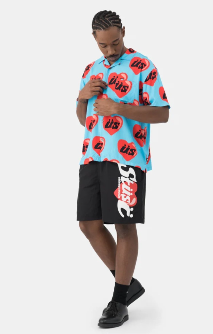 トップス Stussy x CPFM Heart S/S Shirt Blue Red Stussy x CPFM Heart Short Slv Shirt Blue Red Collared Men L