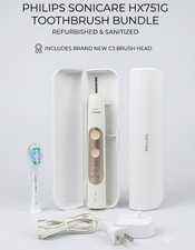 Philips Sonicare HX751G Electric Toothbrush Set - Gold/White New C3 Head, Case