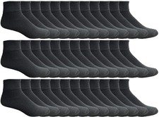 36 Units of Kids Cotton Quarter Ankle Socks In Black Size 4-6 - Girls Ankle Sock