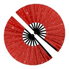 2 Pack Glitter Large Fans Fans for Line Dancing Boots on the Ground 2PCS Red