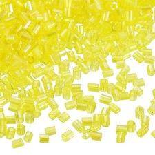 1400Pcs Glass Bugle Beads, 1.9x1.5mm Loose Bead Yellow
