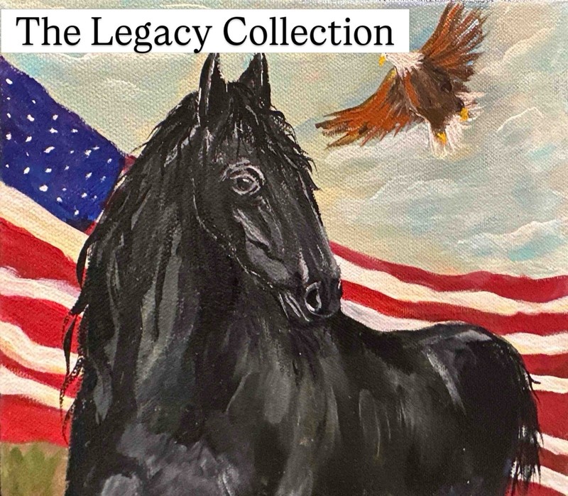 ACEO Art Card Signed Print Of Original Oil 2.5x3.5 The Noble One Horse And Flag