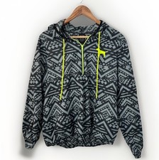 Victorias Secret PINK M 1/2 Zip Anorak Windbreaker Hoodie Jacket Black Gray S