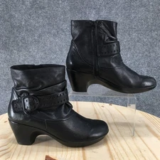 Umberto Raffini Boots Womens 39 Cora Ankle Bootie Black Leather Side Zip Block