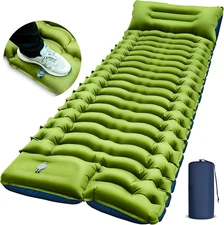 Camping Sleeping Pad, Ultralight Camping Mat with Pillow Built-In Foot Pump Infl