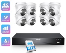 ZOSI 16CH 4K NVR 8MP Dome PoE IP Security Camera System Auto MotionTrack 4TB HDD