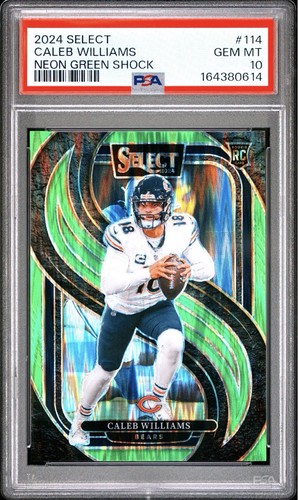 2024 Panini Select PSA🏈10🔥/499 Caleb Williams #216 Neon Green Shock Prizm